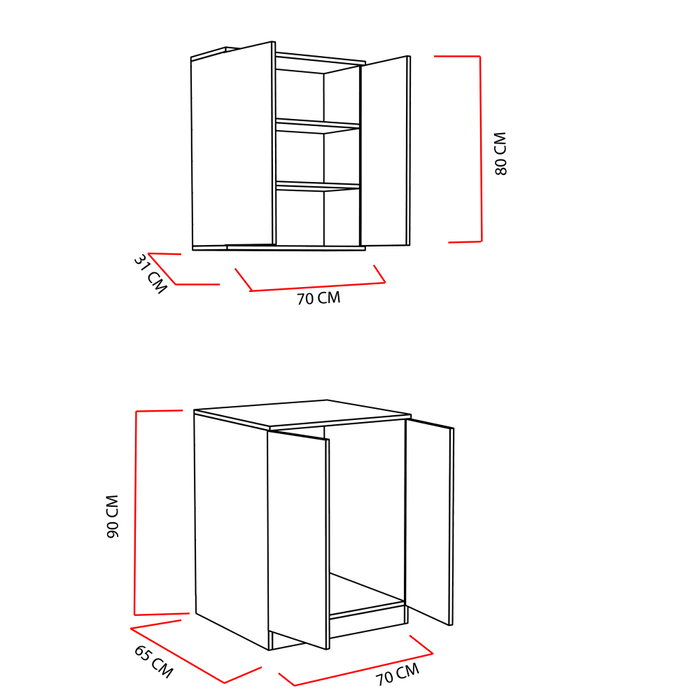 Hanah Home Armario de Baño Blanco con Almacenamiento, Tablero Melamina, 70x90x65cm